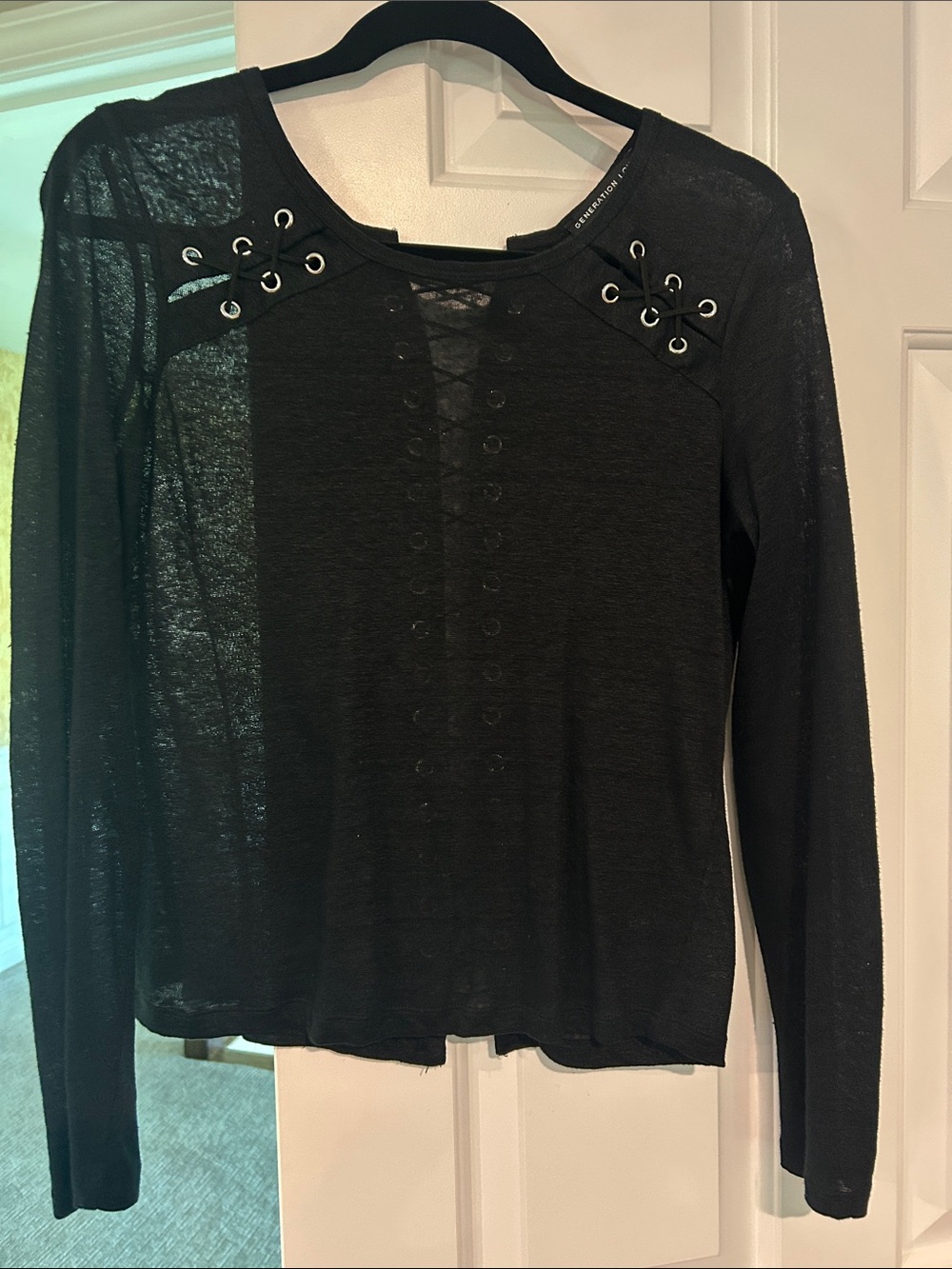 Generation Love Black  Back Lace-Up Long Sleeve Tee